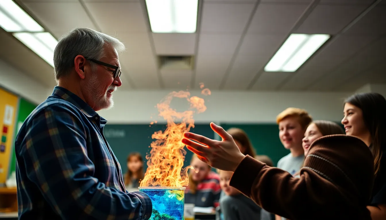 Teacher Demonstrating Chemistry to Engaged Students