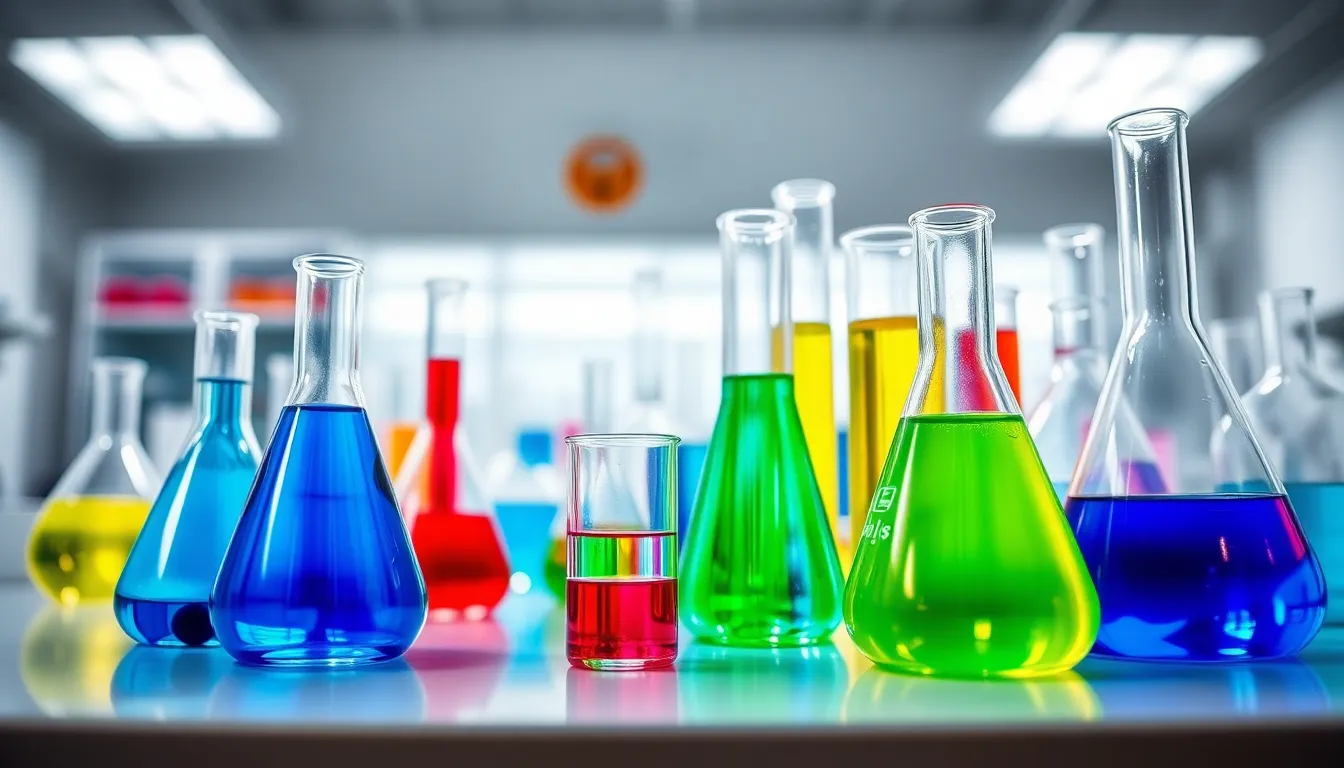 Vibrant Chemistry Lab With Colorful Beakers