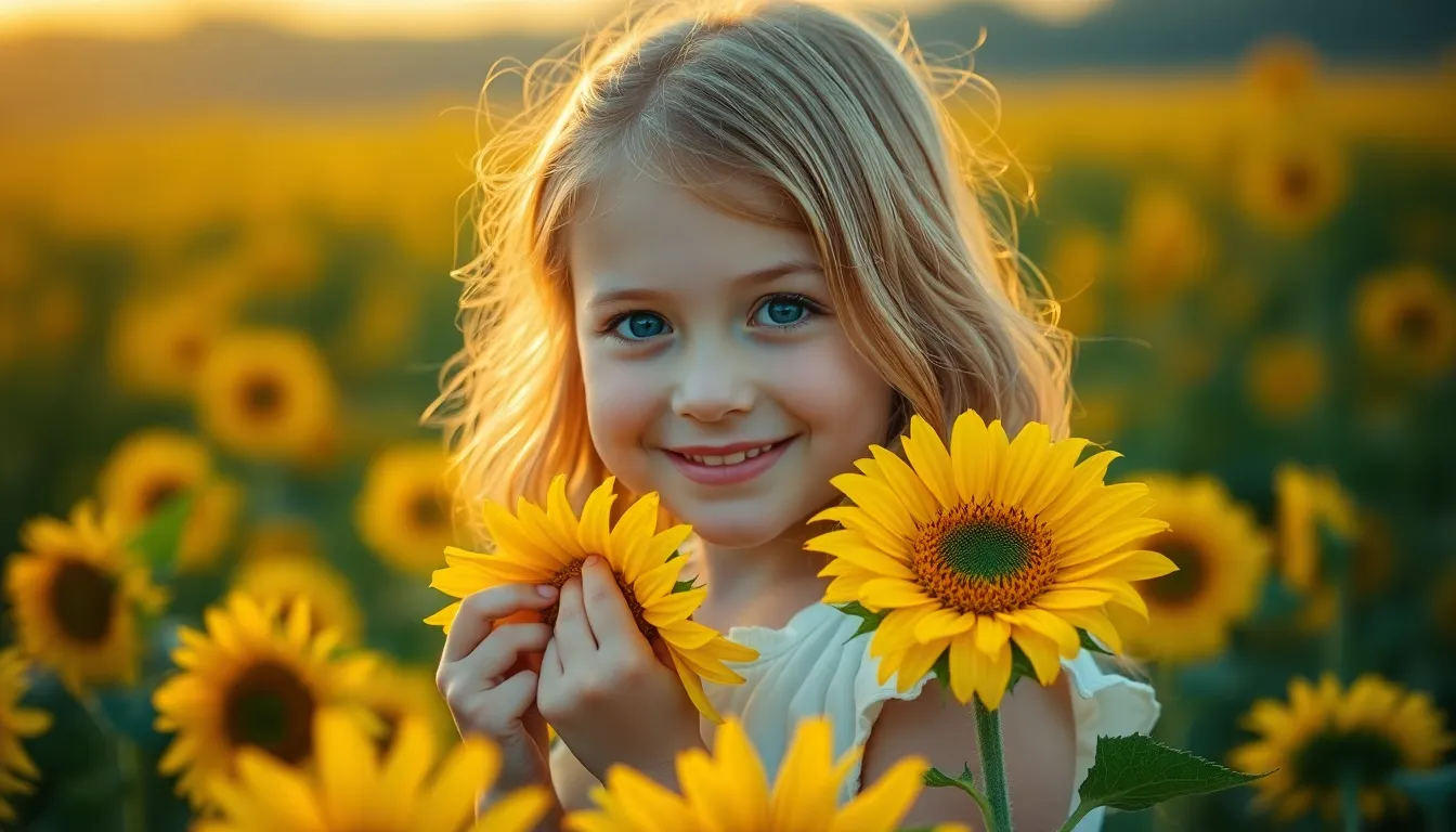 Joyful Girl Playing in Sunlit Park