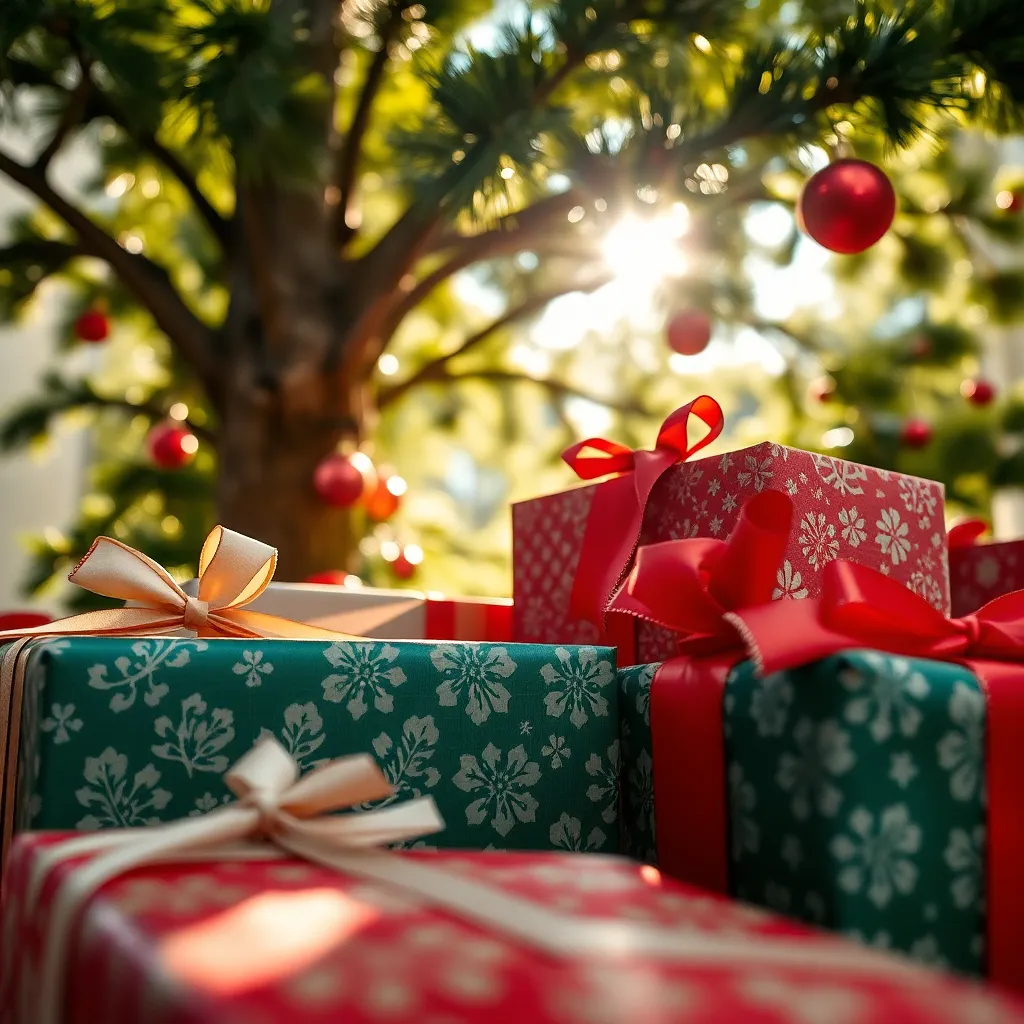 Close-Up of Christmas Presents Under Tree
