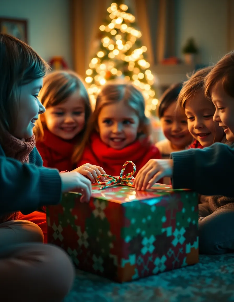 Children Unwrapping Christmas Presents