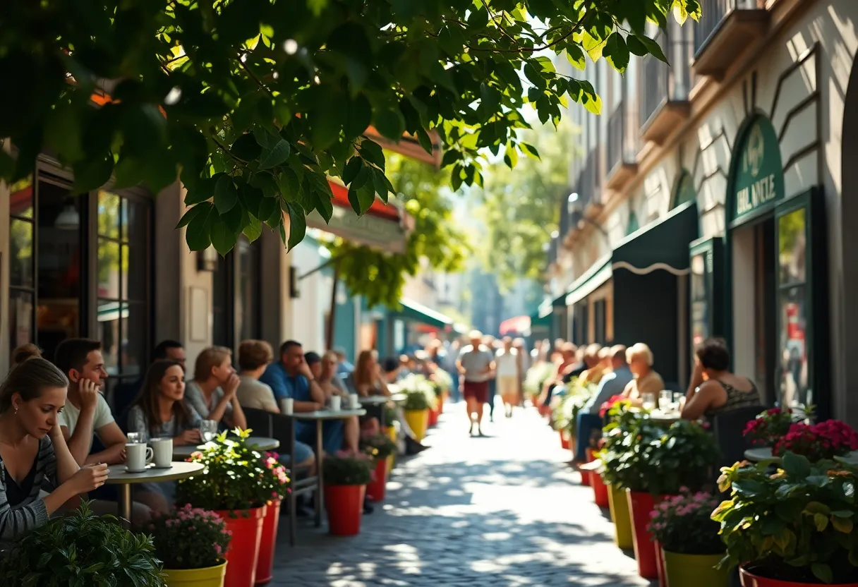 Café Terrace Filled with Life