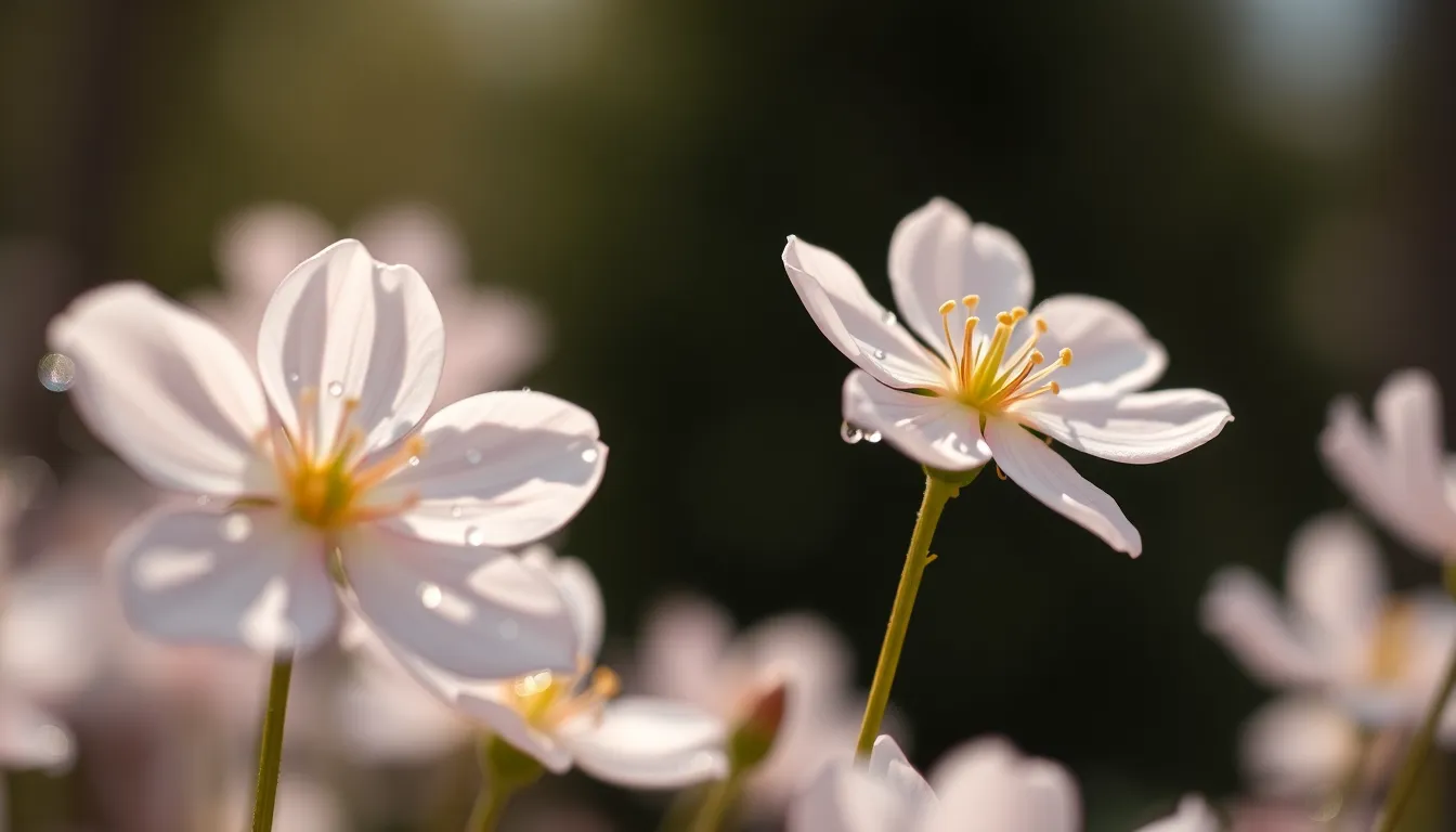 Close-Up of Delicate Flowers in City Park