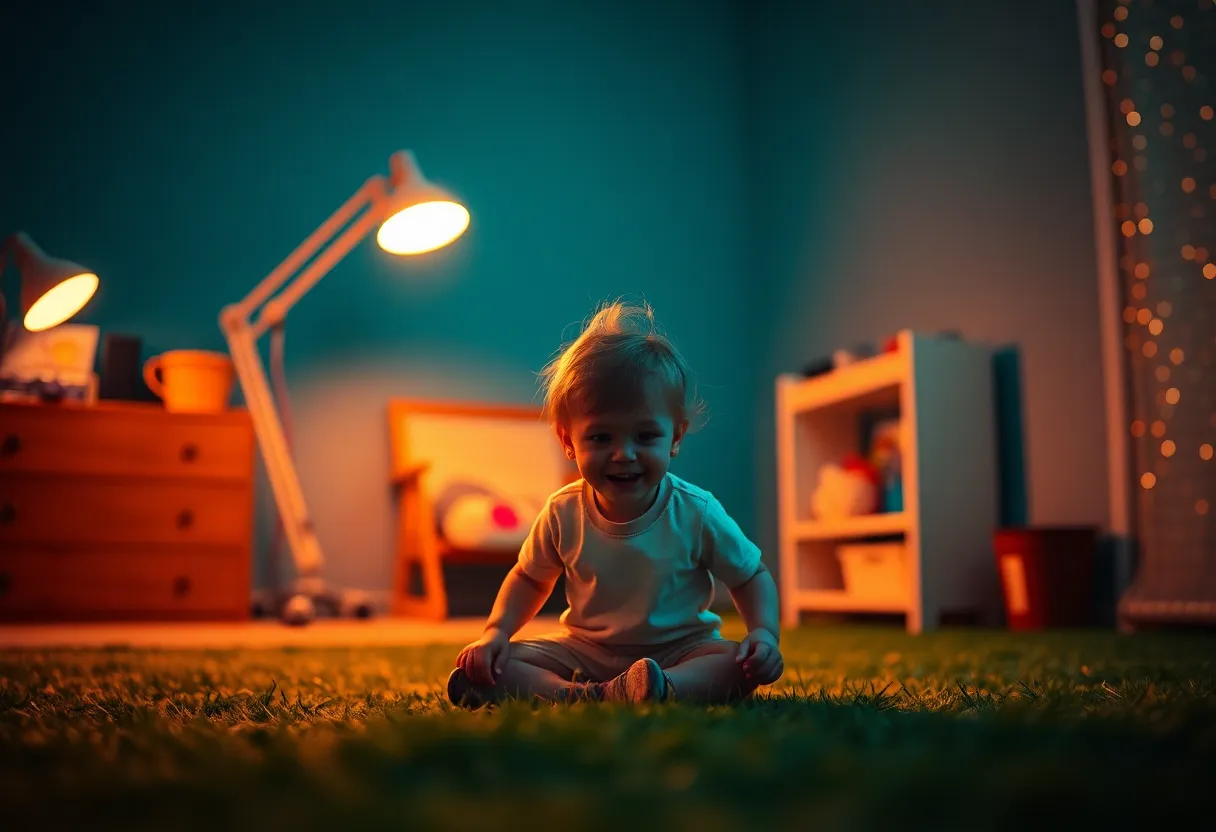 Child Playing in City Park