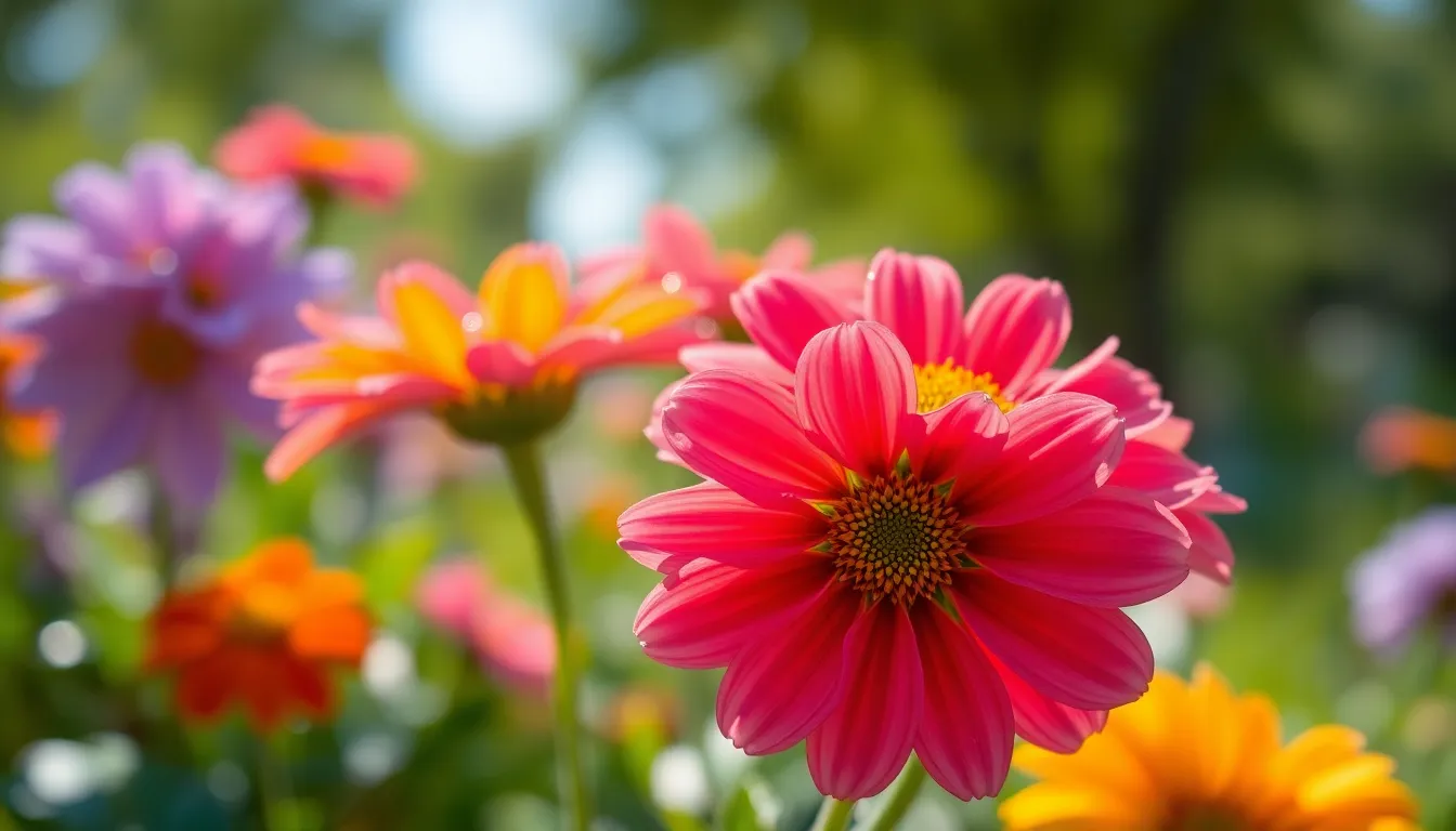 Vibrant Flowers in City Park