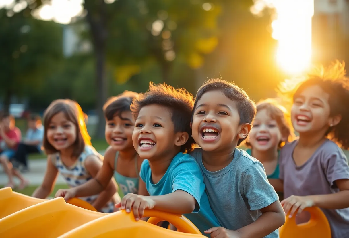 Children Playing in a City Park