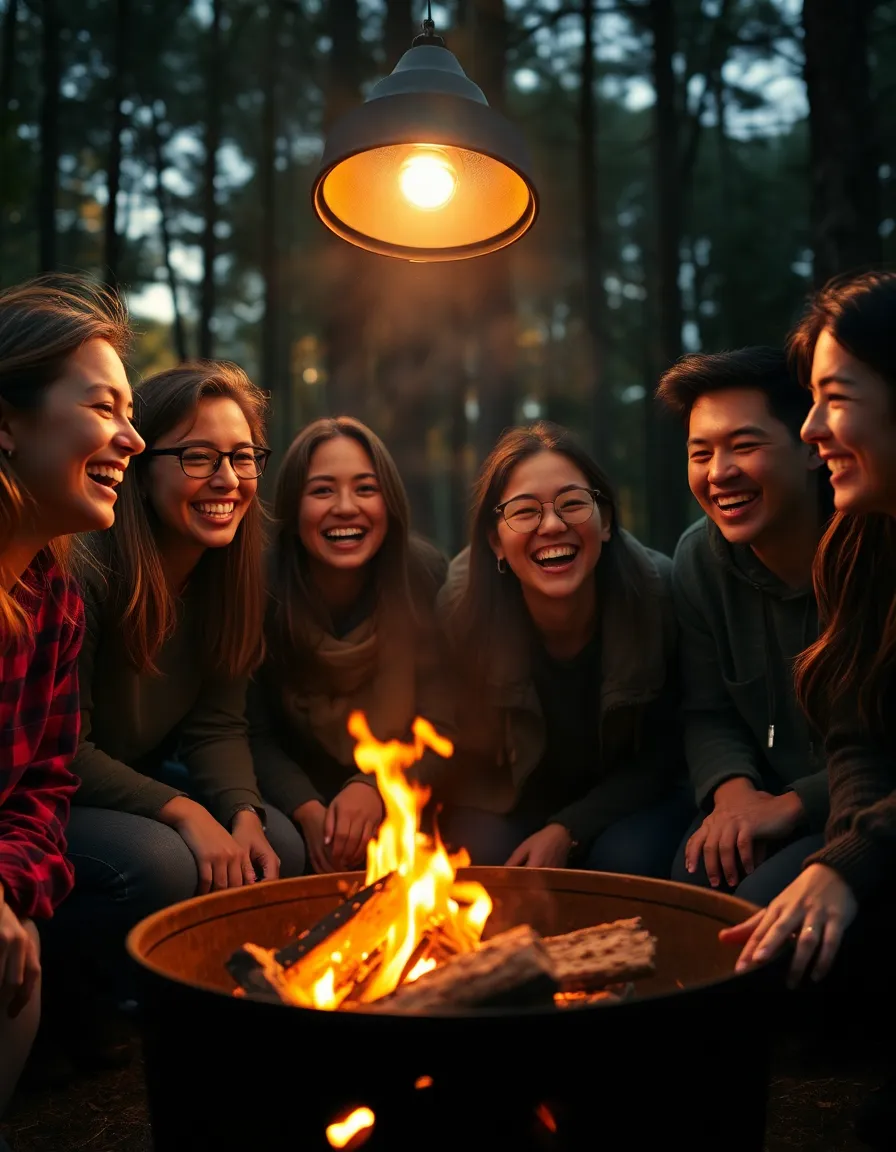Friends Gathered Around a Fire Pit