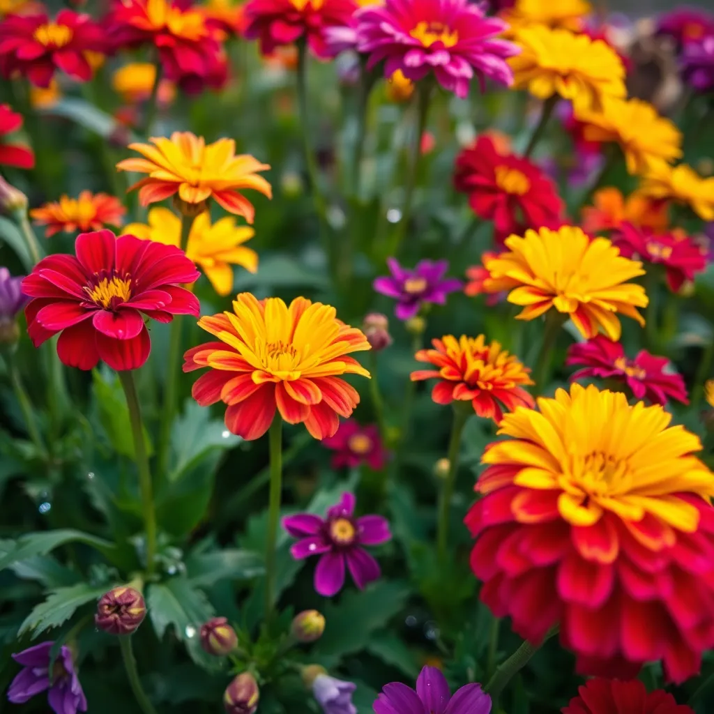 Vibrant Flower Garden in City Park