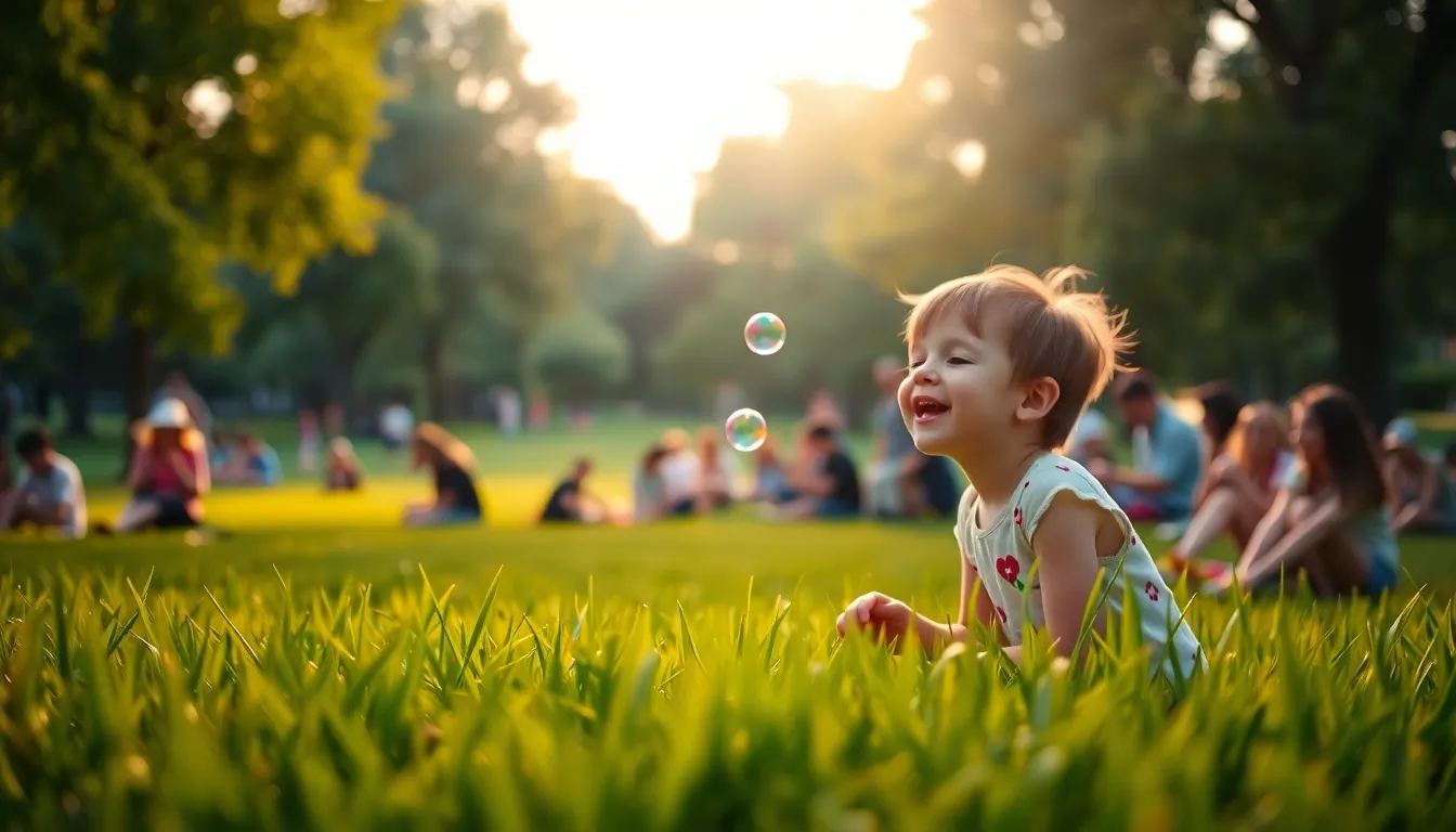Family Picnic in Vibrant City Park