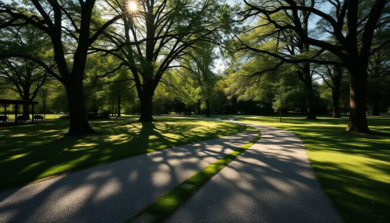 Pathway Through Lush City Park