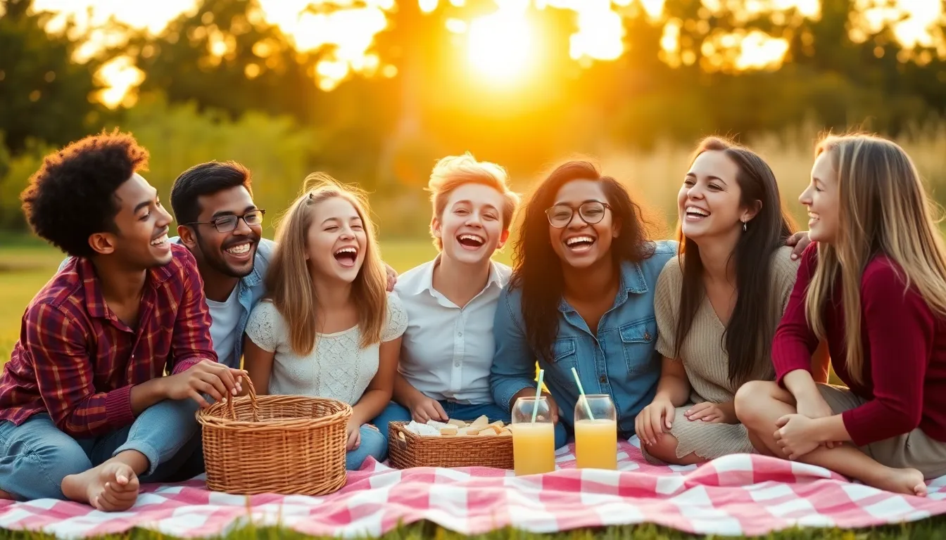 Friends Enjoying a Picnic in the Park