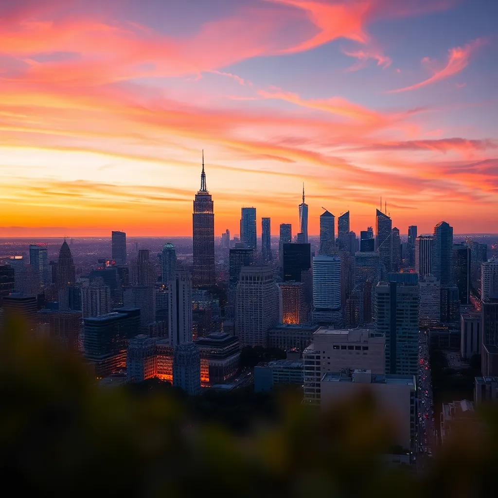 Vibrant City Skyline at Dusk