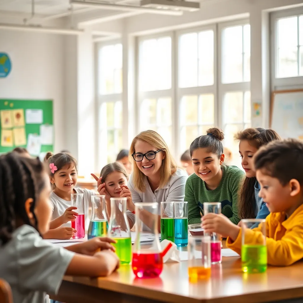 Diverse Students Engaged in Science Experiment
