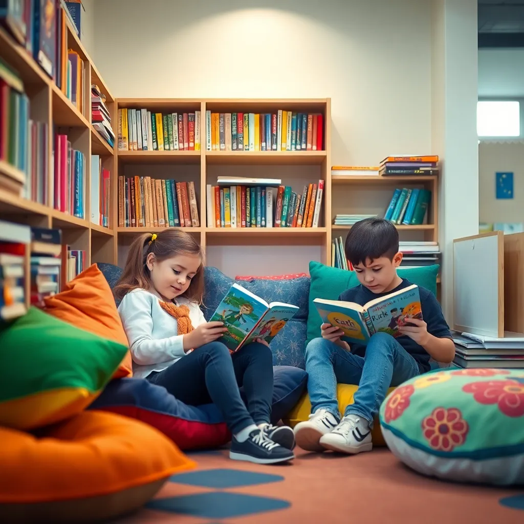 Cozy Reading Corner in Modern Classroom