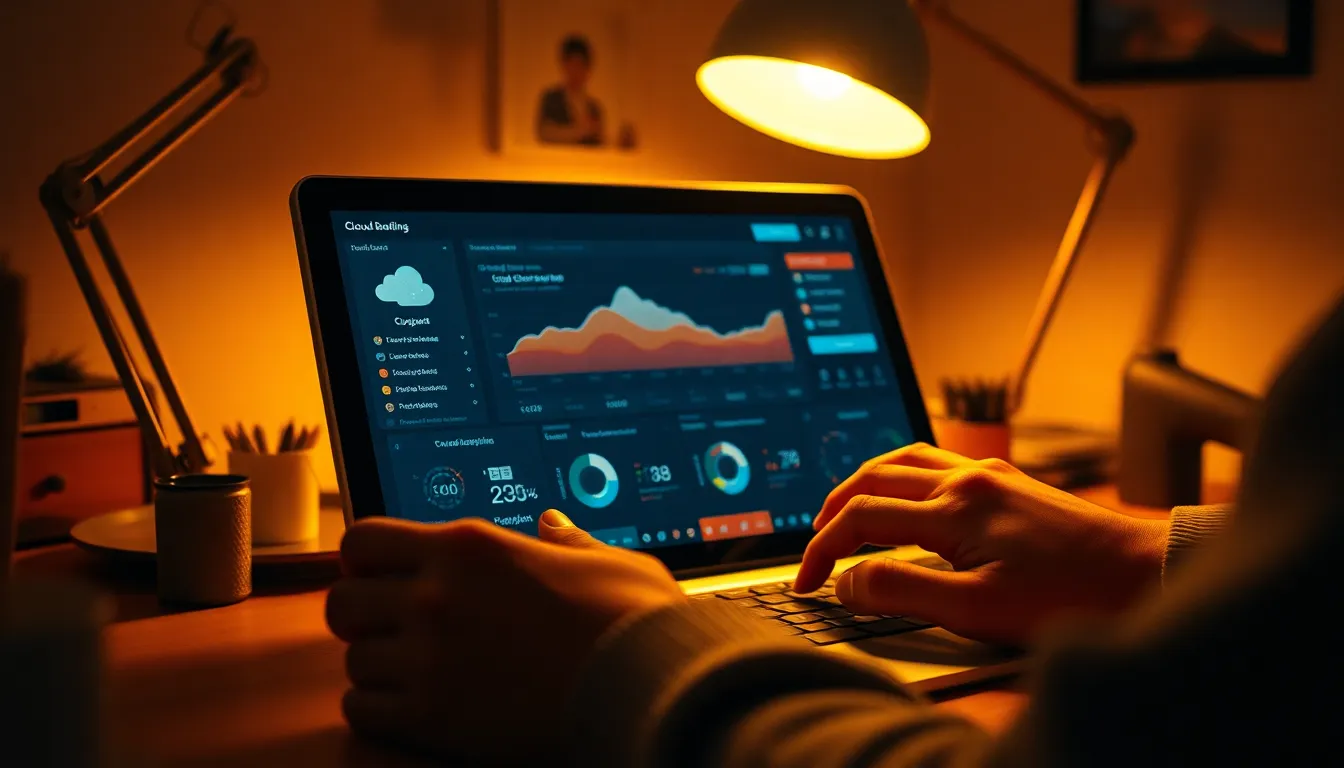 User Interacting with Cloud Computing Dashboard