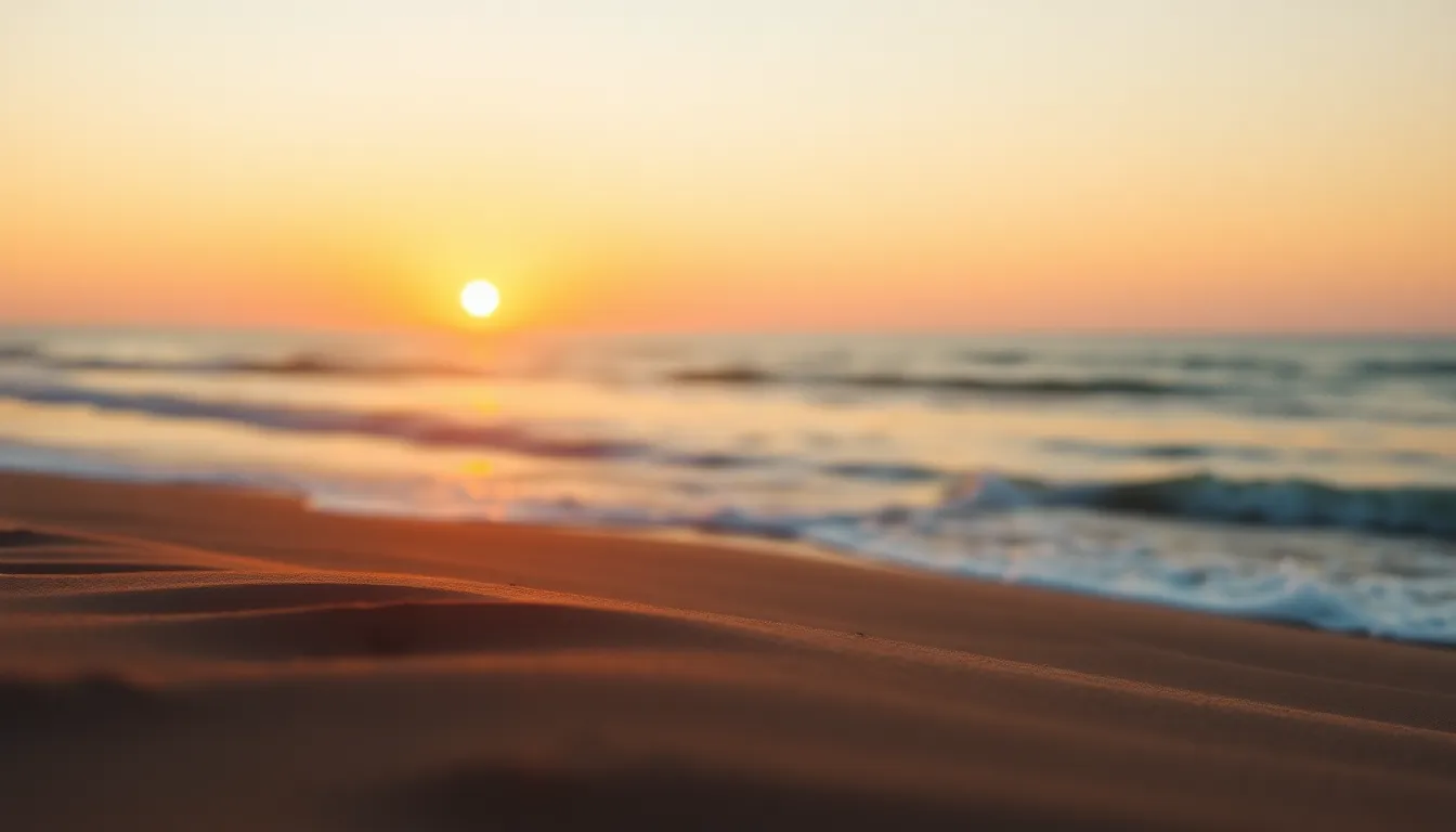 Serene Beach Sunset Aerial View