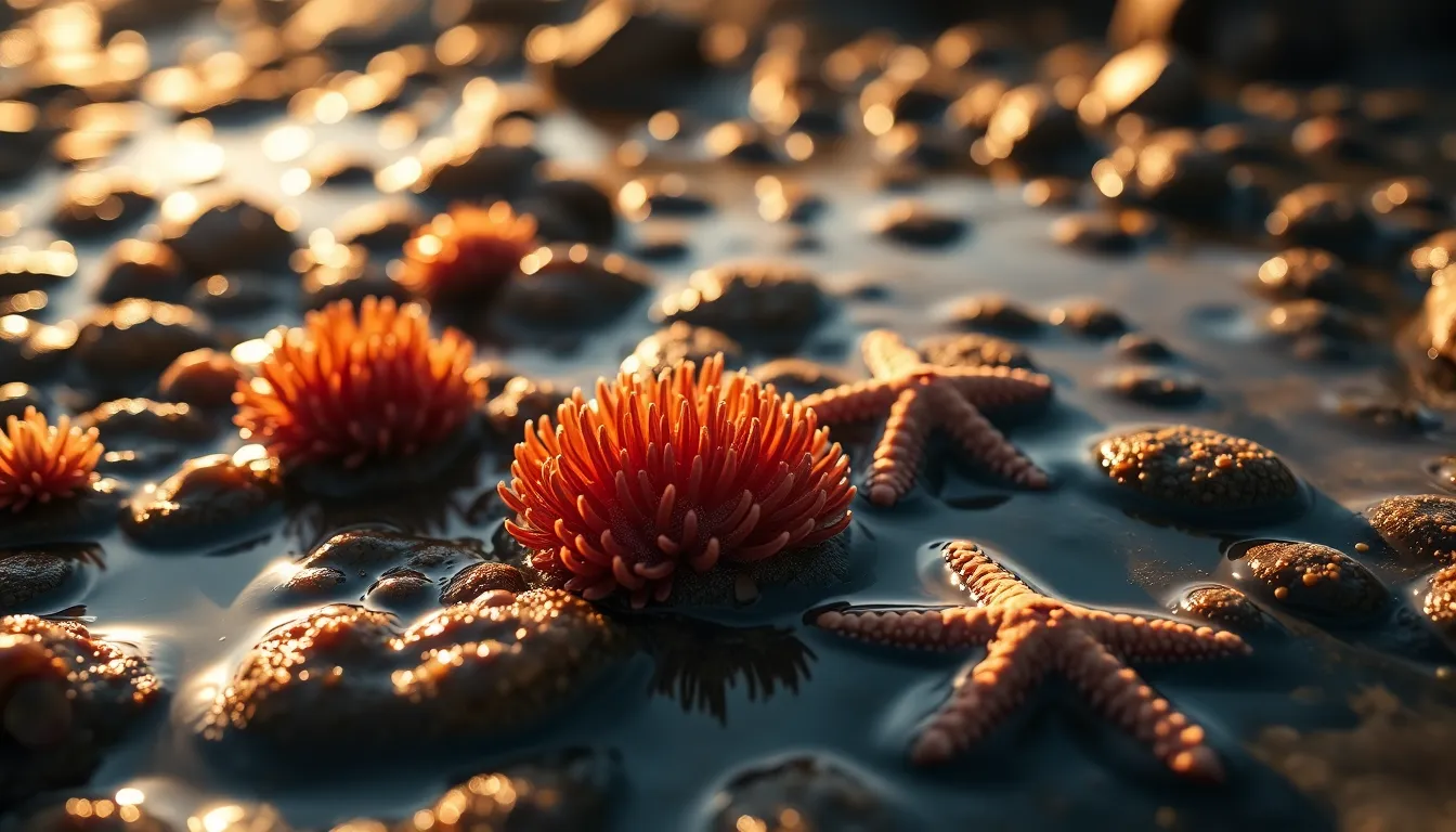 Vibrant Tidal Pools at Sunset