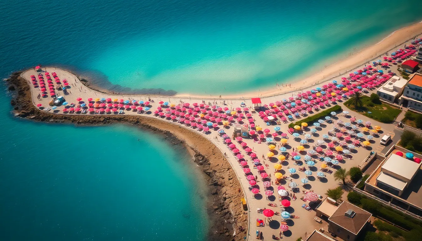Vibrant Aerial View of Summer Beach Scene