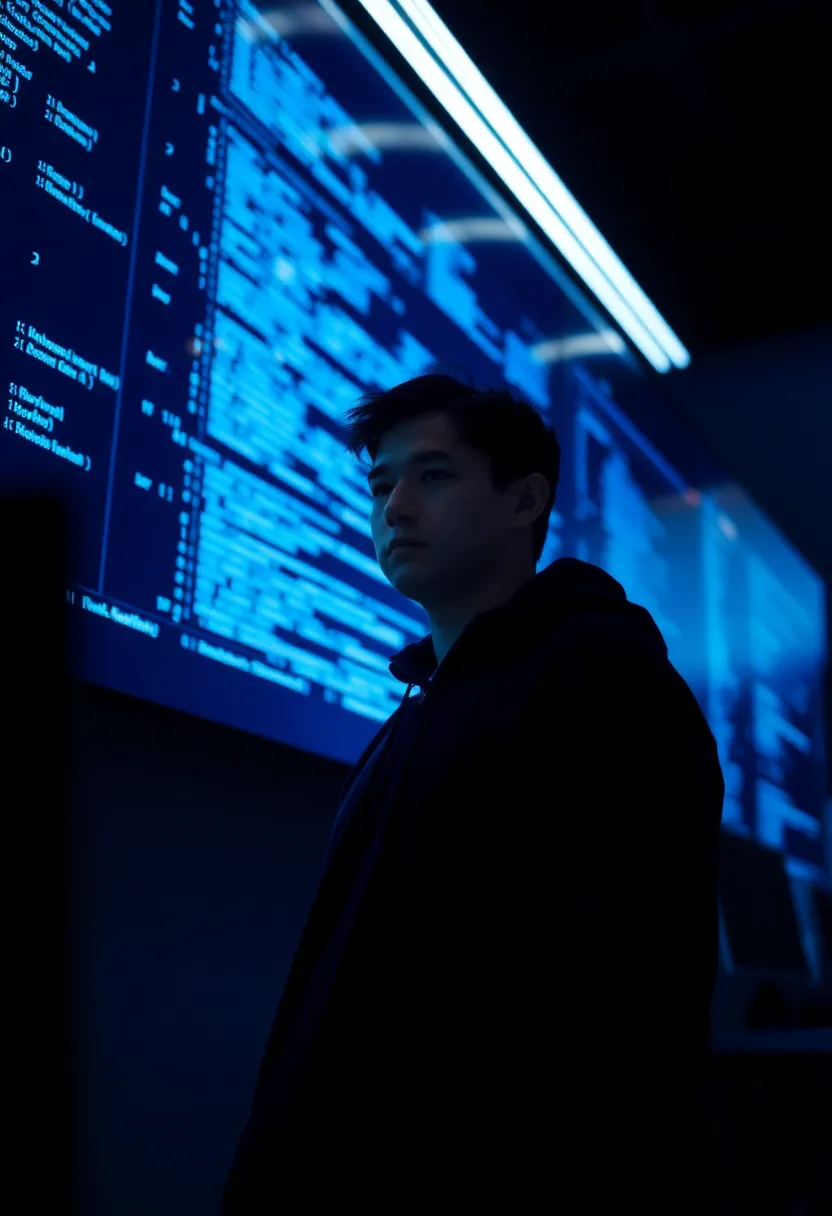 Programmer Visualizing Code on Large Screen