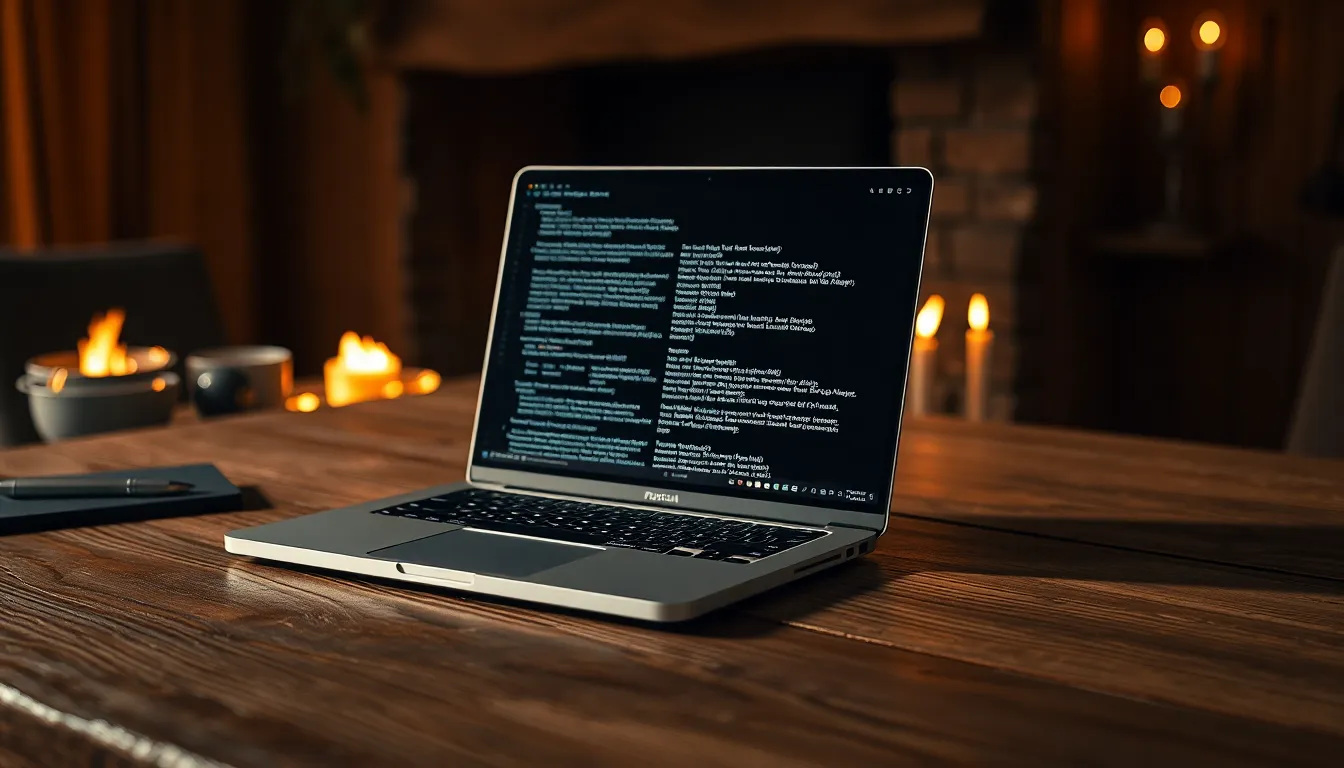 Intimate Coding Session on Wooden Desk