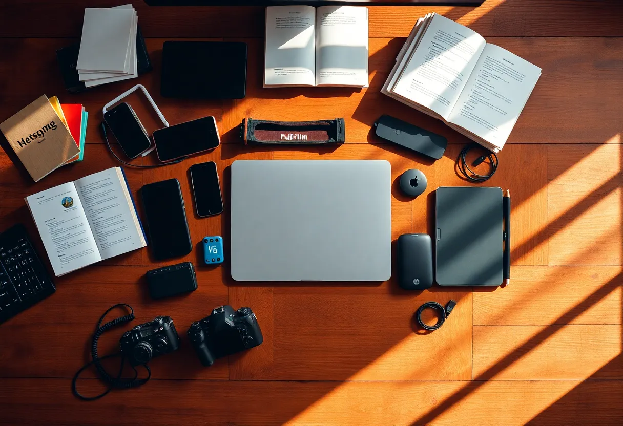 Flat Lay of Innovative Tech Workspace