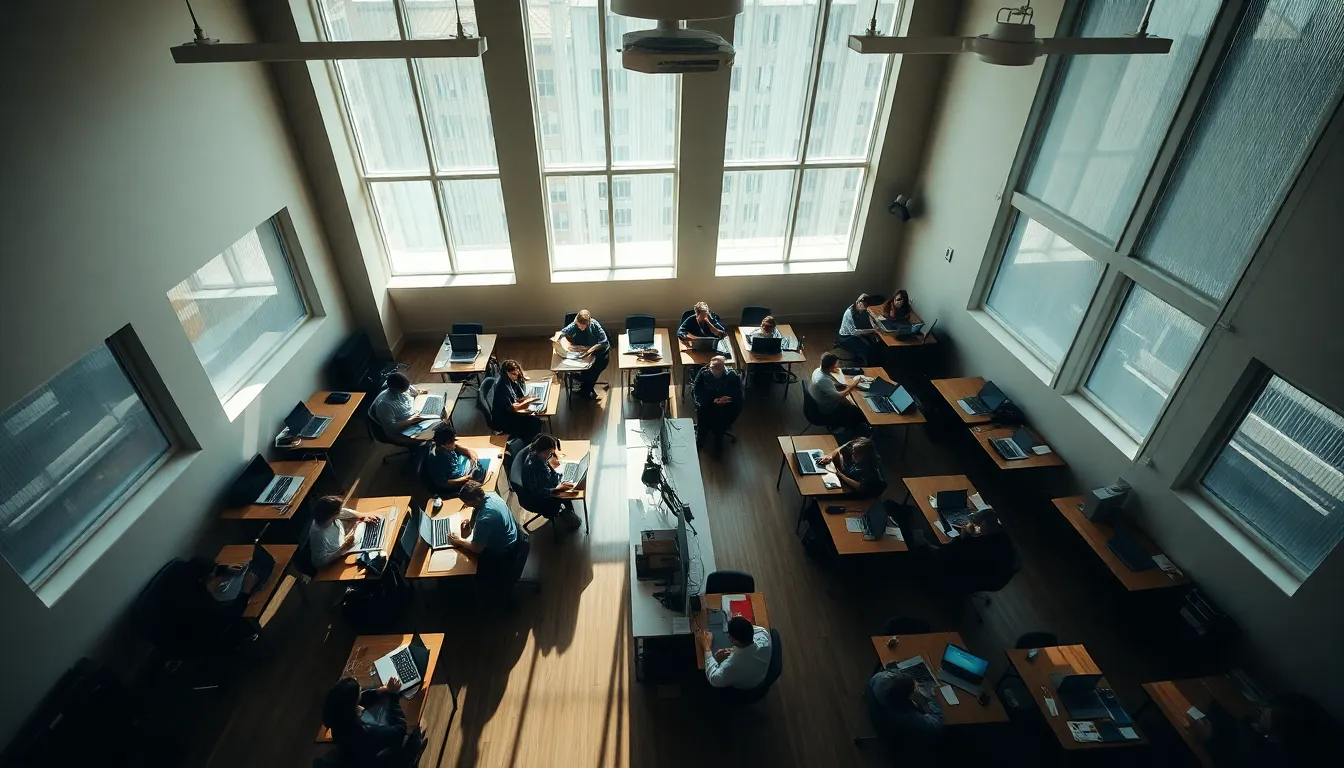 Aerial View of Coding Bootcamp Classroom