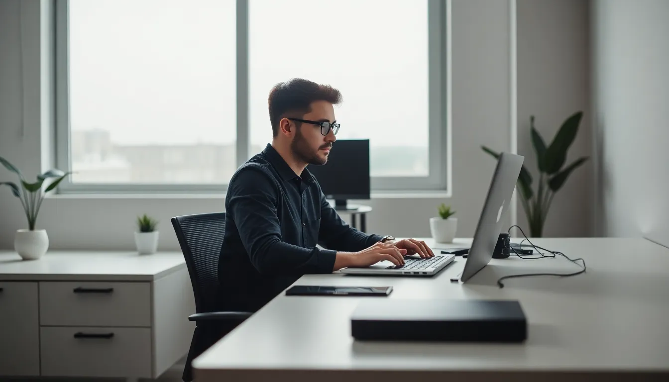 Minimalist Tech Office with Programmer