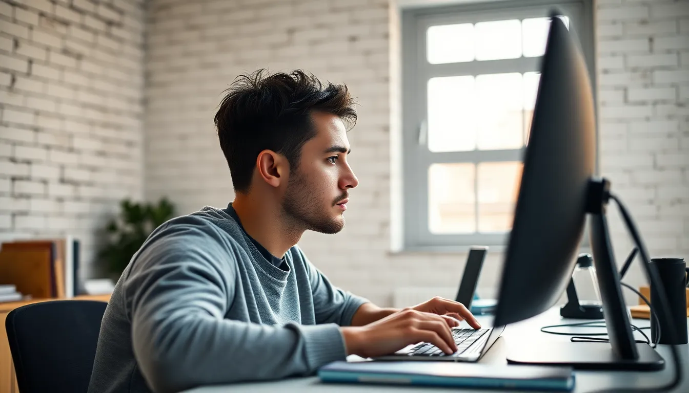 Young Programmer at Modern Desk