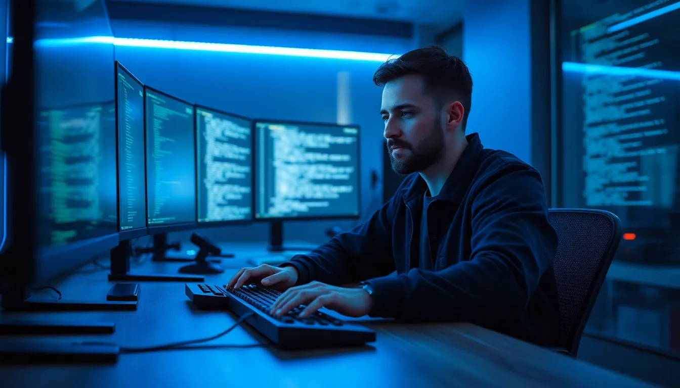 Focused Programmer in Modern Workspace