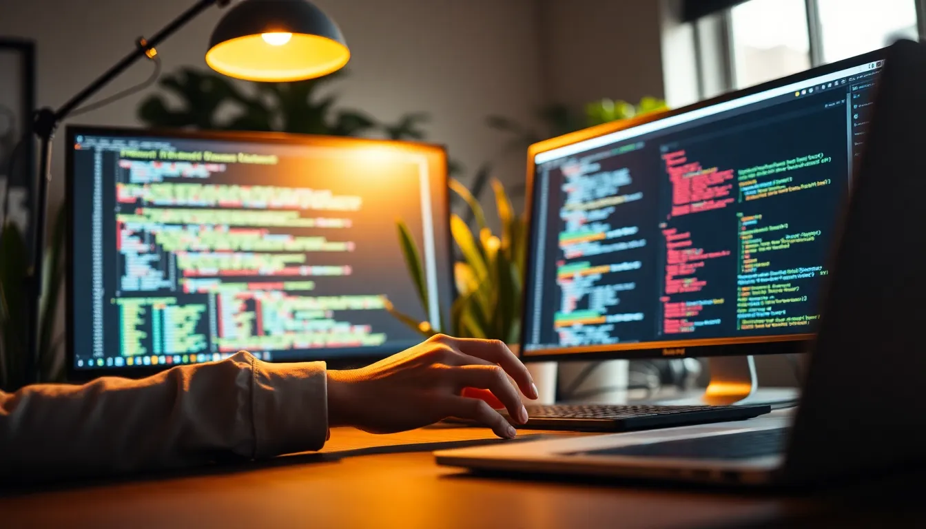 Programmer Coding at Workspace