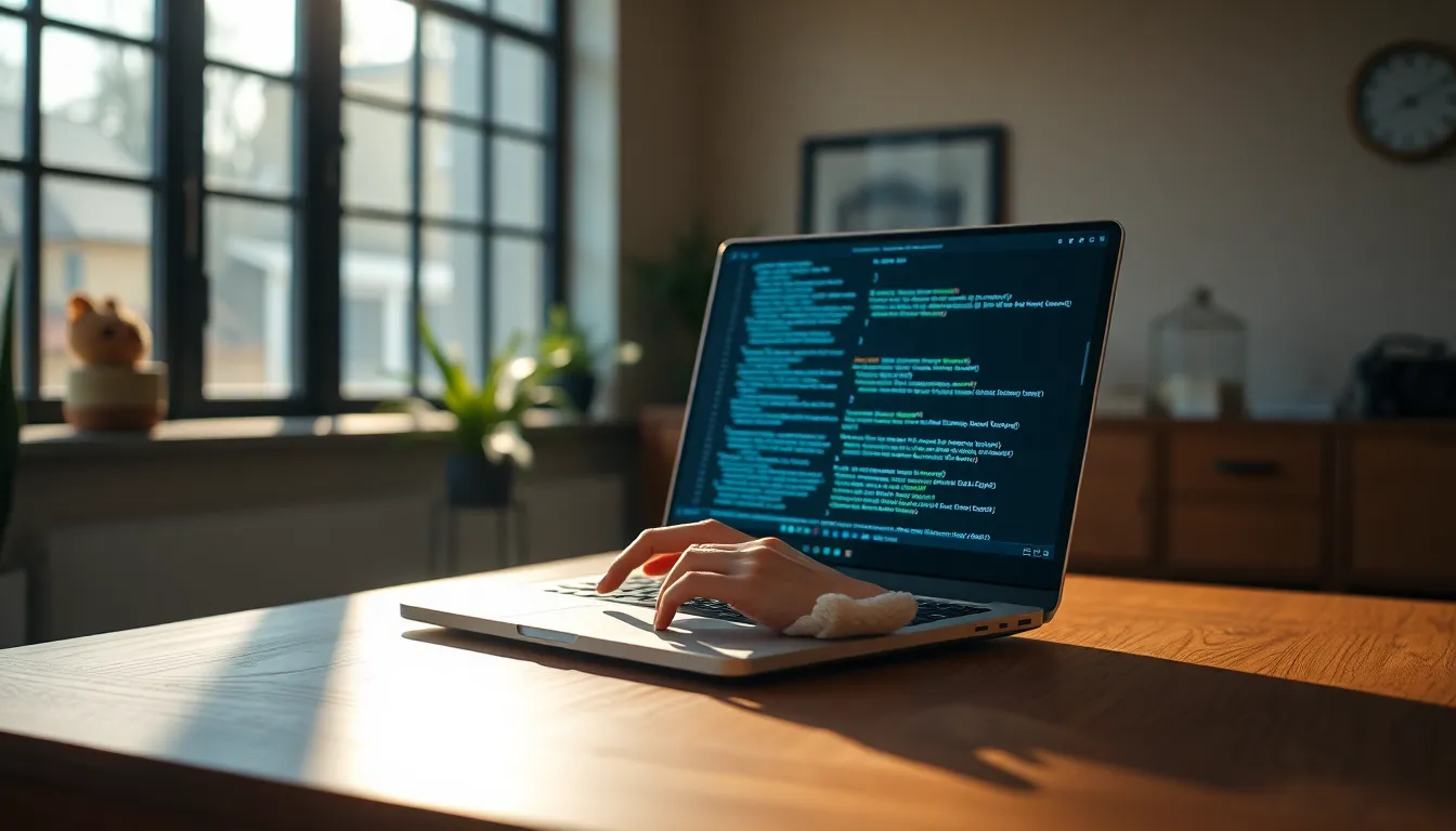 Programmer Working in a Modern Workspace