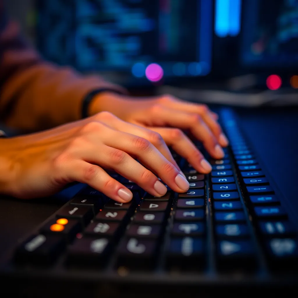 Vibrant Coding Workspace with Multiple Monitors