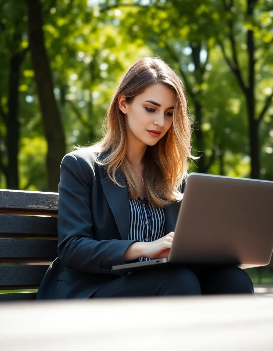 Female Developer Working Outdoors