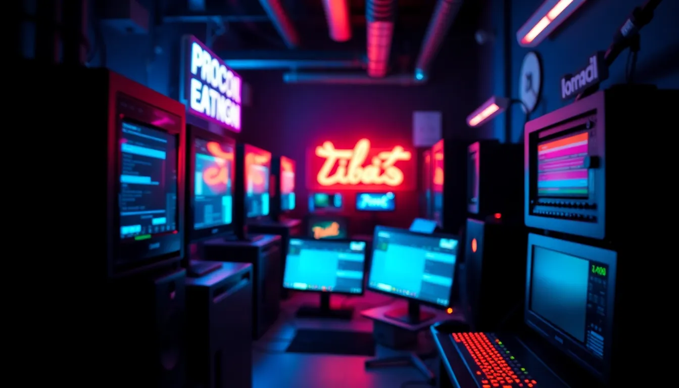 Futuristic Coding Environment with Neon Lights