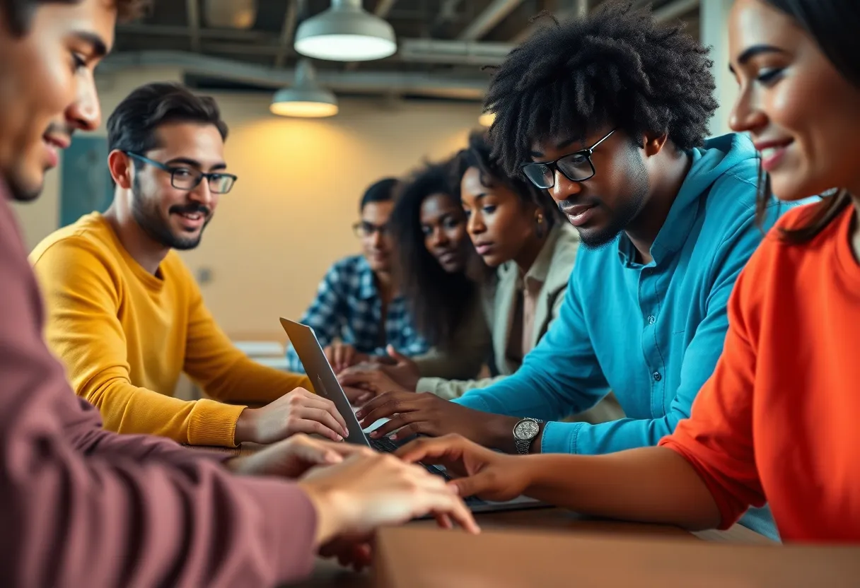 Team of Programmers Collaborating in Tech Hub
