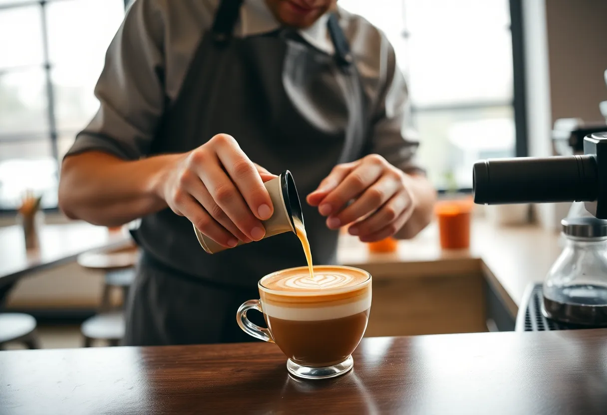 Latte Art in a Cozy Café