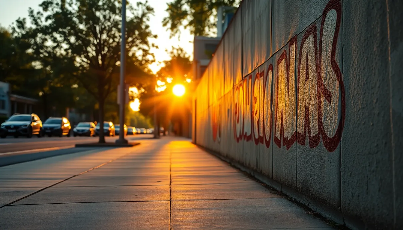 Urban Mural on Weathered Concrete Wall
