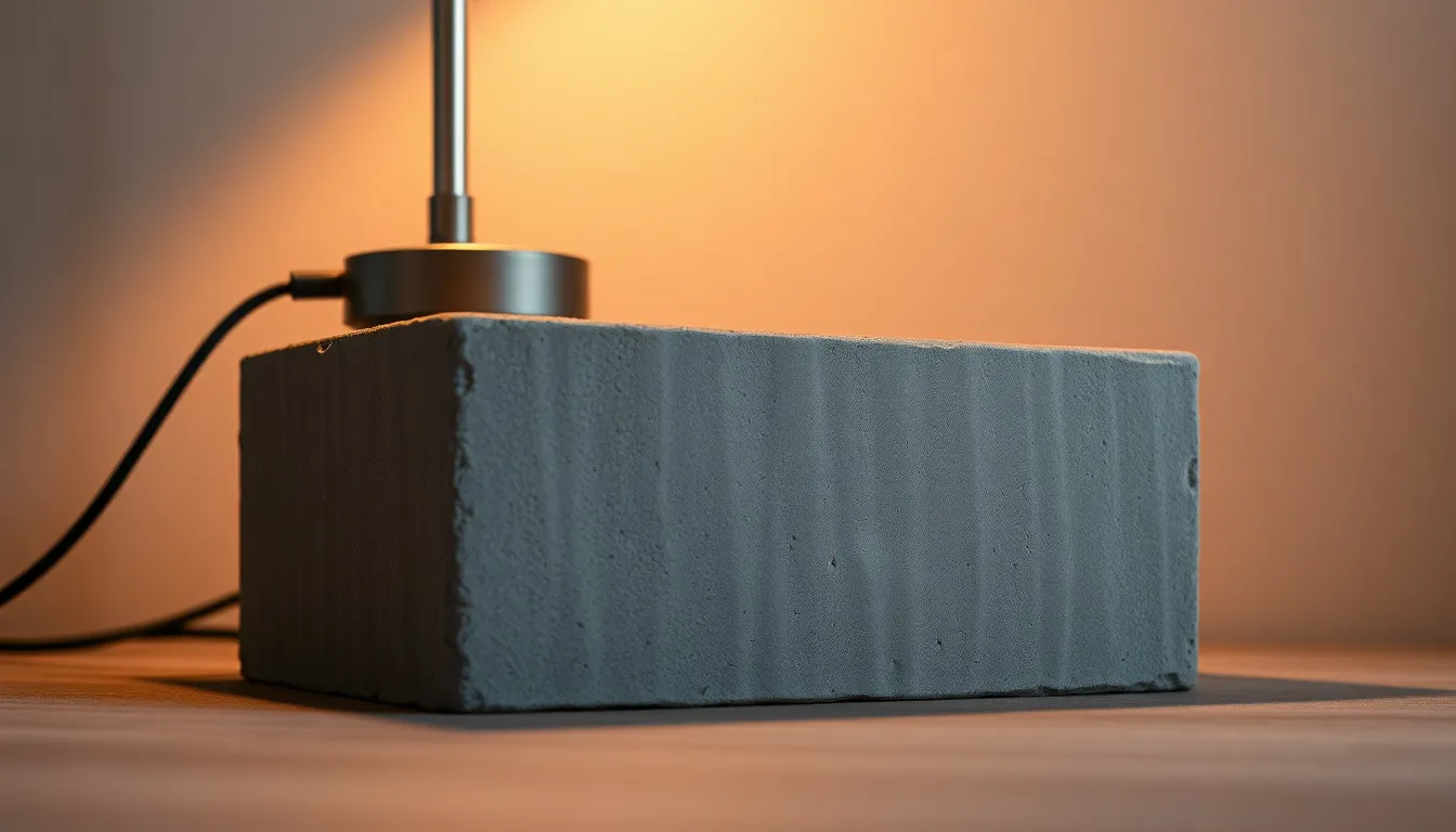 Close-Up of Gray Concrete Block Under Warm Light
