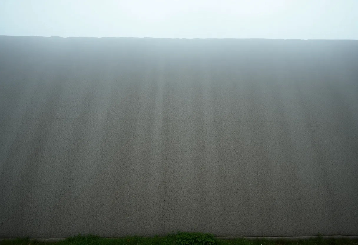 Foggy Morning on Rough Concrete Wall