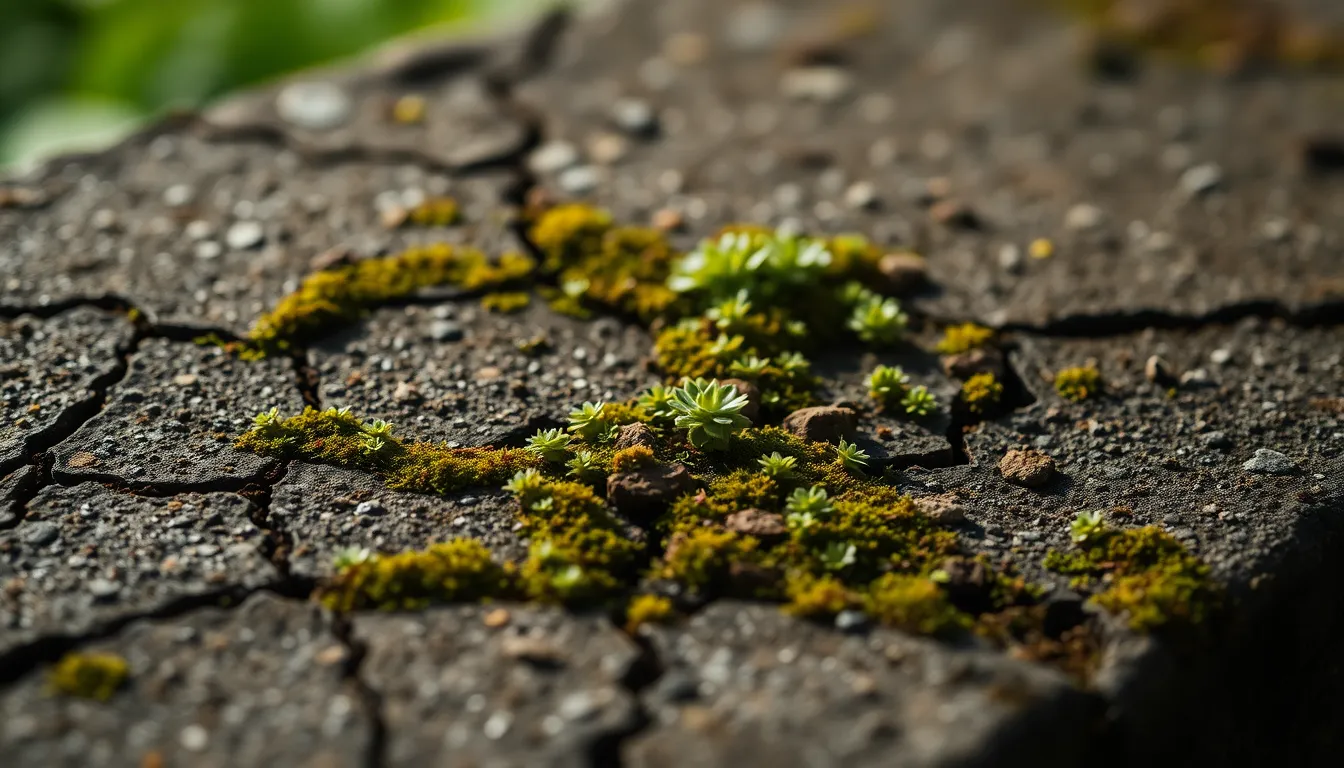 Life on Cracked Concrete Surface