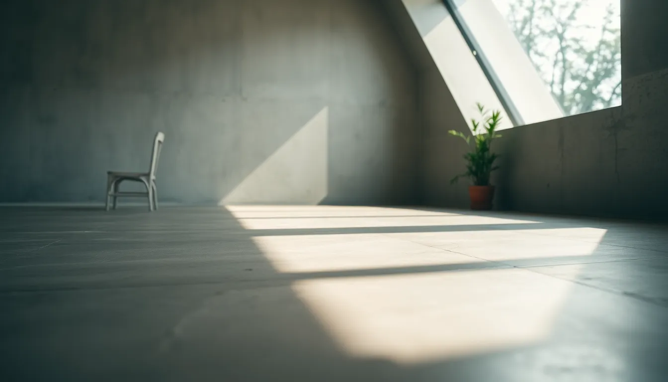 Minimalist Concrete Floor with Skylight Shadows