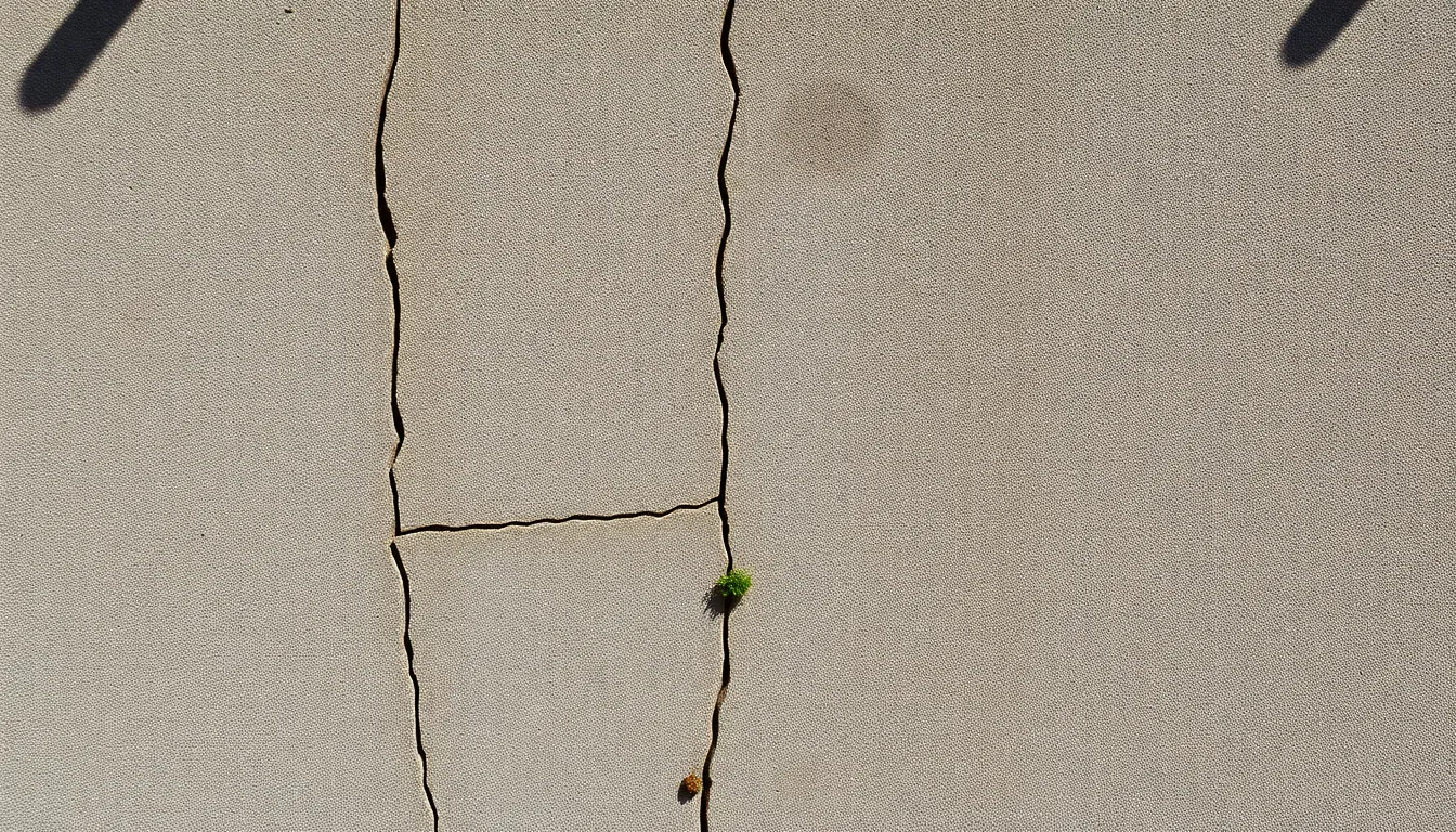 Cracked Concrete Wall with Moss Detail