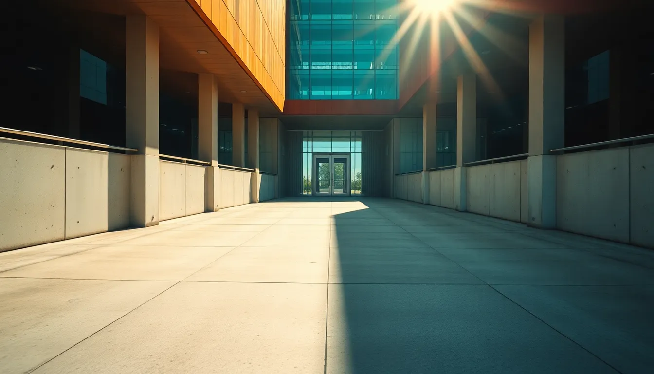 Modern Concrete Walkway Under Sunlight