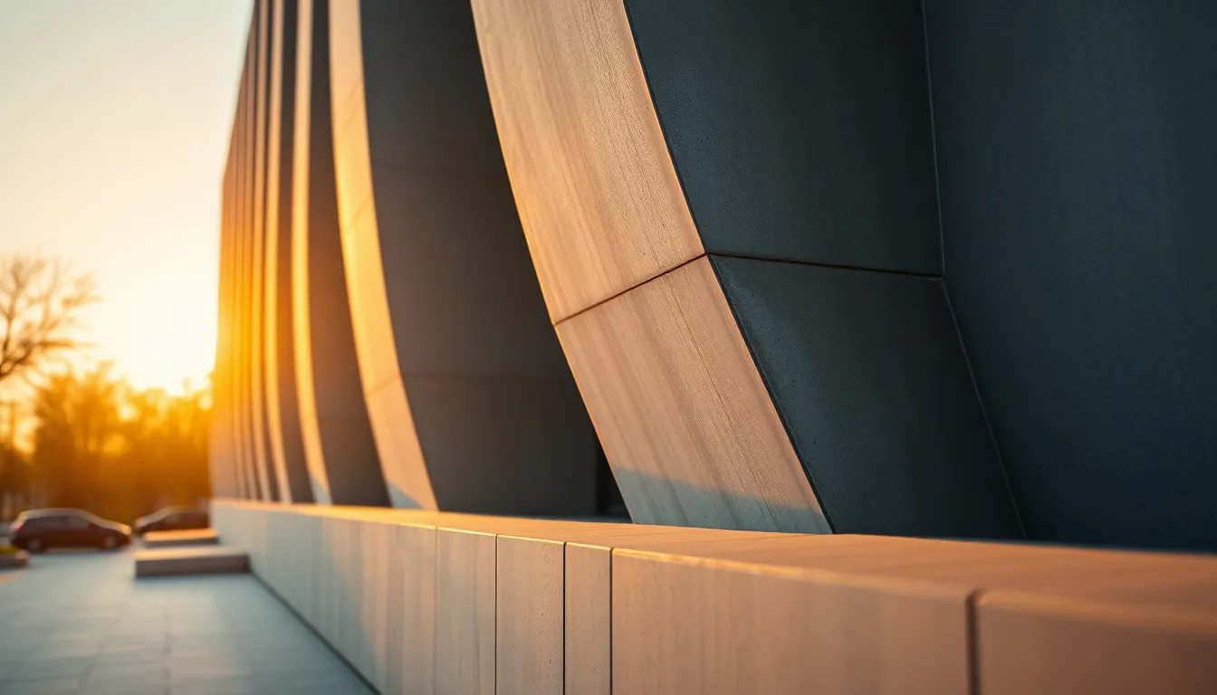 Modern Concrete Facade at Golden Hour
