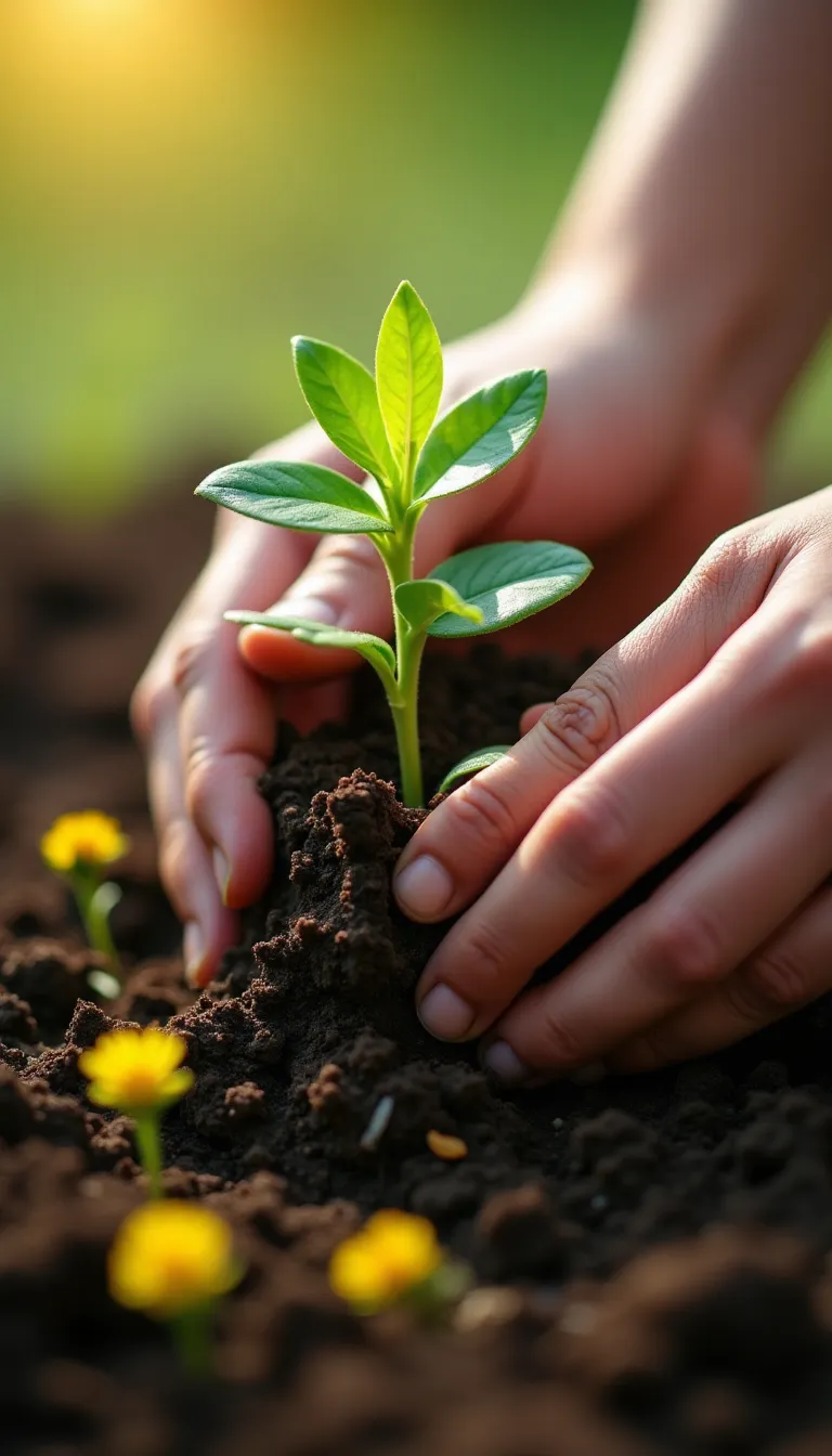 Hands Planting Tree Sapling for Reforestation