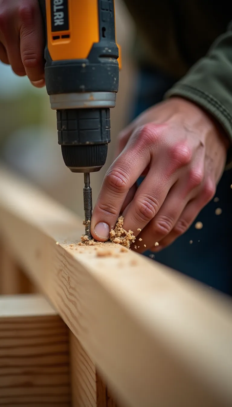 Close-Up of Worker Using Power Drill