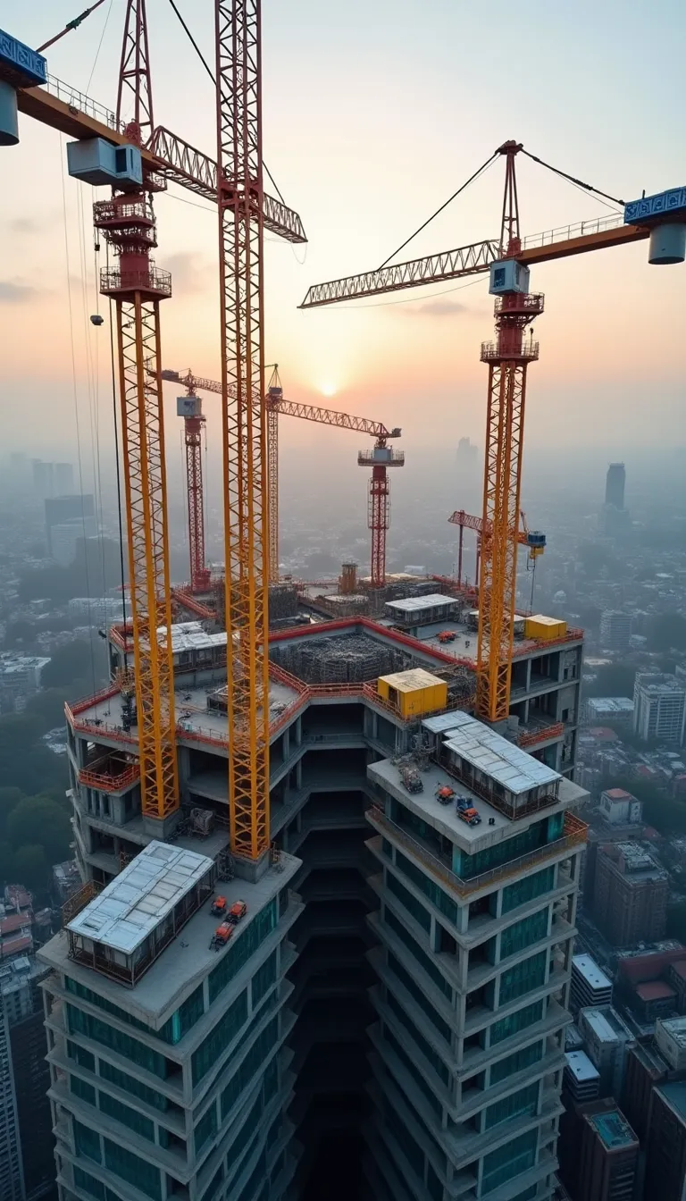 Aerial View of Urban Construction Project