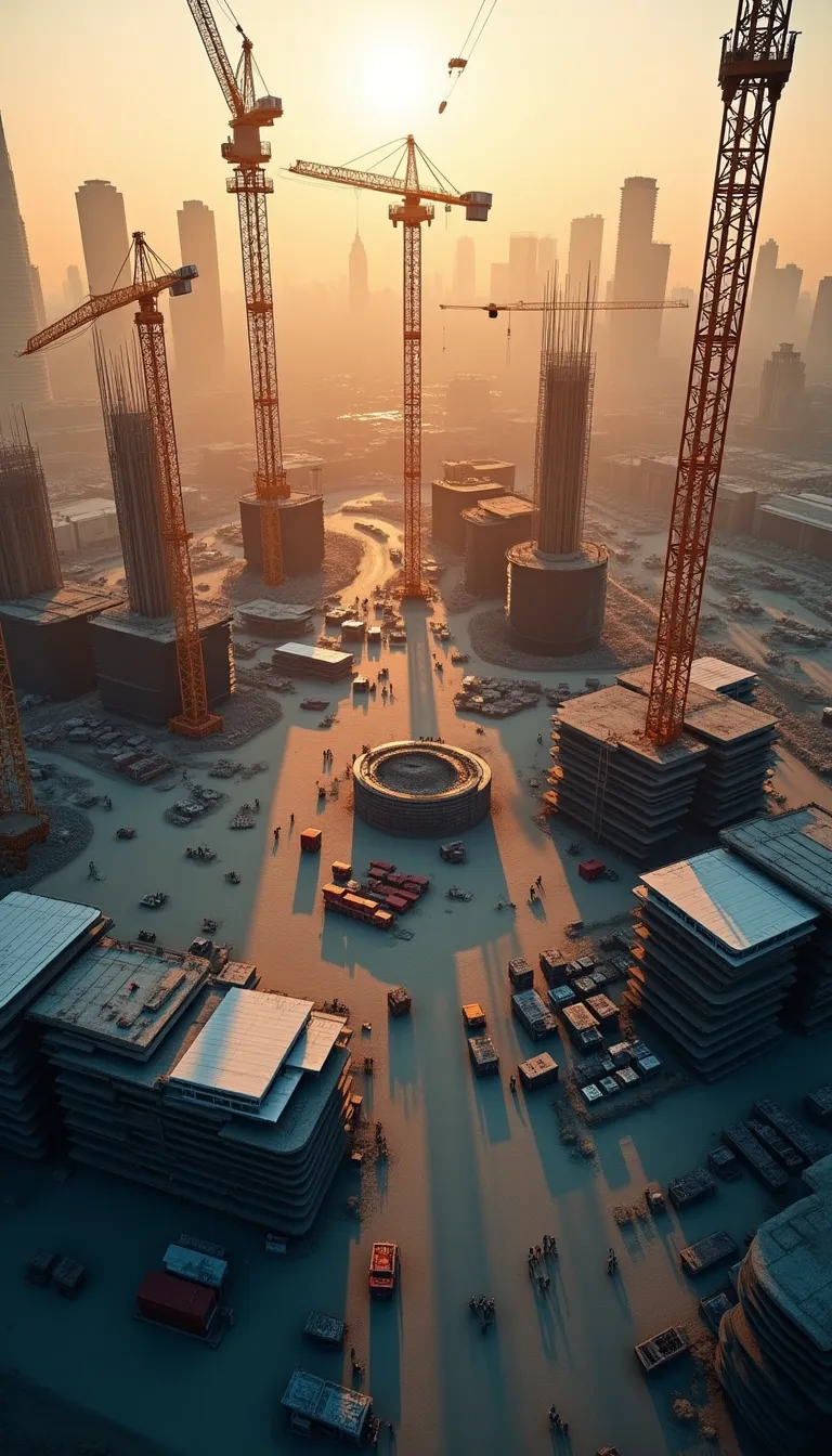 Aerial View of Large-Scale Construction Site