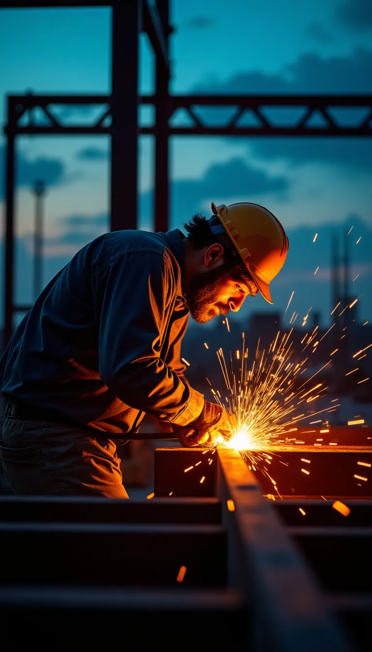 Evening Welding at Construction Site
