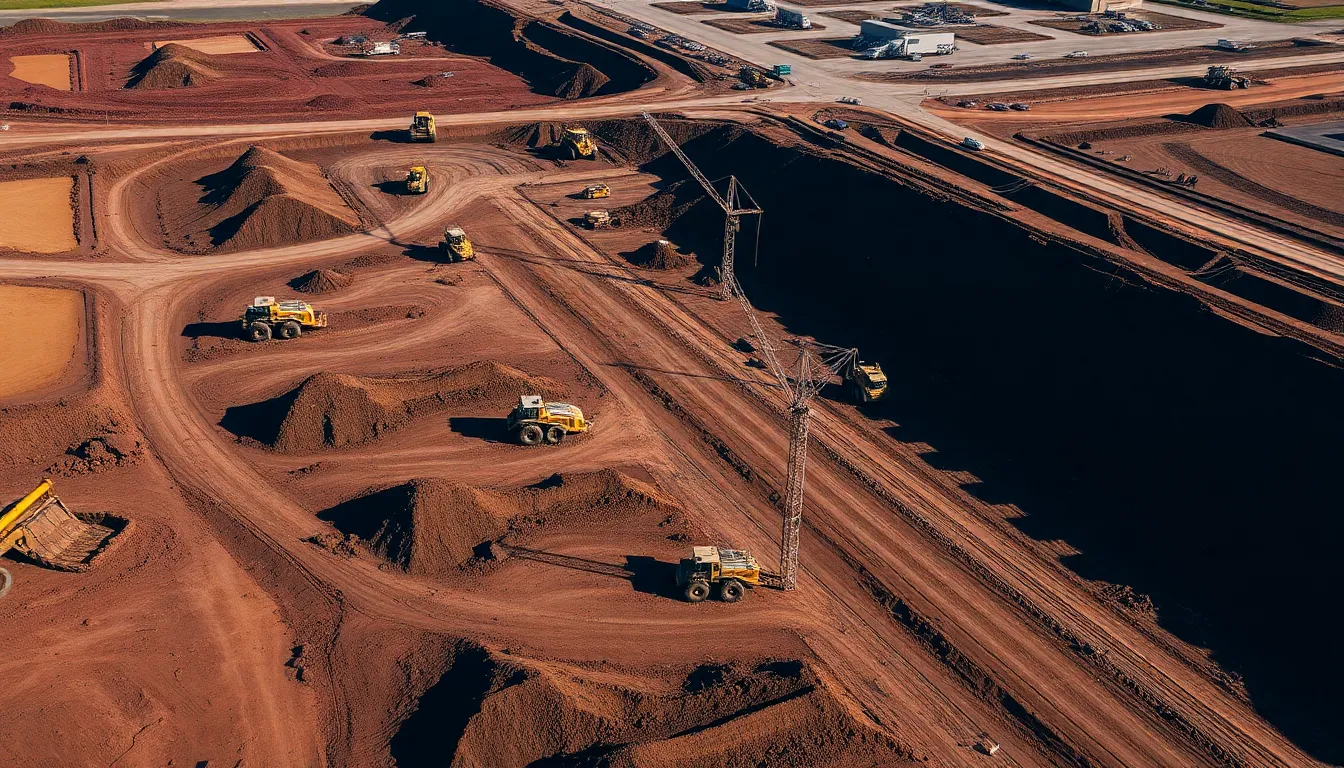 Aerial View of Construction Site with Machinery